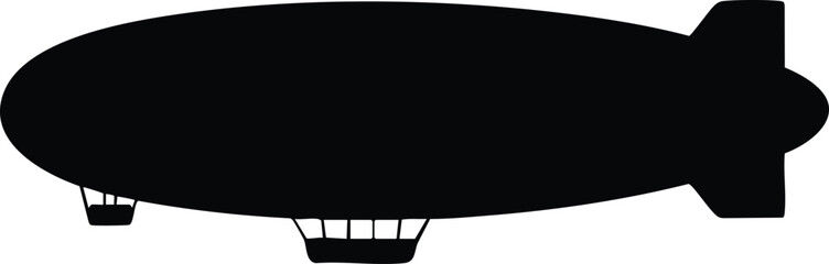 Blimp or Airship Silhouette, Dirigible Aircraft Icon, Hot Airship Vector, Simple Blimp Graphic, silhouette, vector, illustration. © naeem