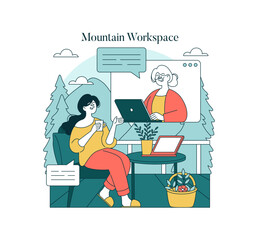 Remote Work in Nature Vector Illustration