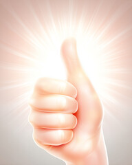  hand with thumbs up gesture on light background