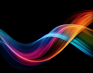 A dynamic graphic with colorful lines that swirl. Design element for technology, science, music or modern concept.