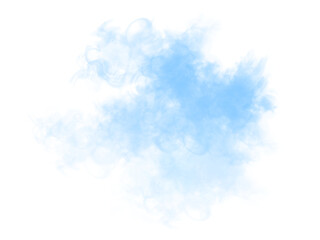 A translucent blue steam PNG effect with soft swirls and a diffuse smoke texture. Suitable for creating atmospheric fog effects, steam accents, clouds, and airy effects in design.