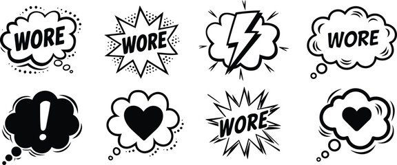 Comic Speech Bubbles Vector Set Pop Art Cartoon Illustration