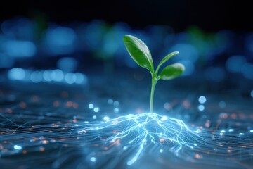 Digital plant growth: fusion of nature and technology in a futuristic setting