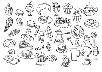 set of food and sweets