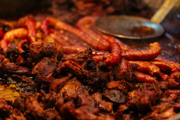 Traditional Romanian food at Bucharest Christmas Market. Tasty street food