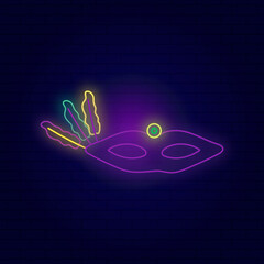 Neon vector illustration of a carnival mask