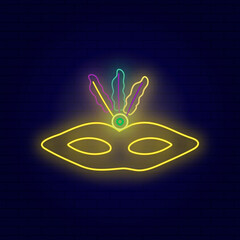 Neon vector illustration of a carnival mask