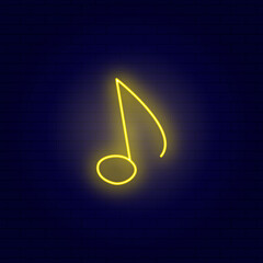 Neon vector illustration of a musical note