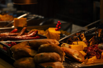 Traditional Romanian food at Bucharest Christmas Market. Tasty street food