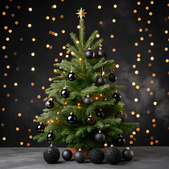 Elegant Holiday Tree, Dark Background on transparent background