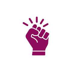 Purple fist knocking icon with radiating lines on white background hand gesture isolated on a transparent background