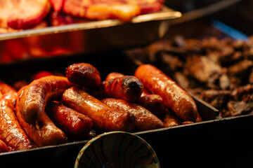 Traditional Romanian food at Bucharest Christmas Market. Tasty street food