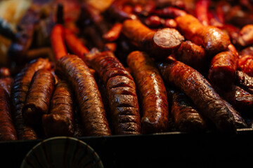 Traditional Romanian food at Bucharest Christmas Market. Tasty street food
