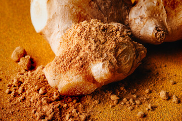 ginger root resting on ground ginger