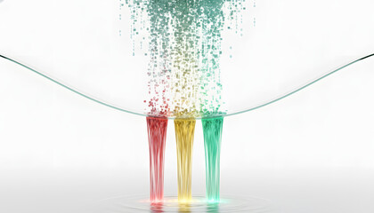 Binary Data Stream Filtering into Three Colored Liquid Columns