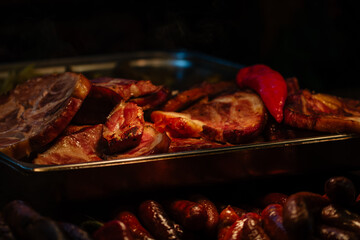 Traditional Romanian food at Bucharest Christmas Market. Tasty street food