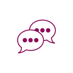 Purple Speech Bubbles Icon with Dots and Jagged Circle Border on White Background a transparent background