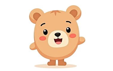 Fototapeta premium Cute chubby brown bear with blush cheeks and round body, approachable and happy, digital art.