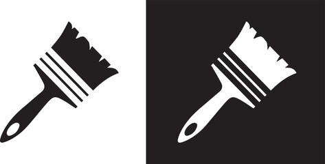 Black and white paint brush icon on contrasting backgrounds