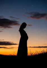 Pregnant woman in silhouette