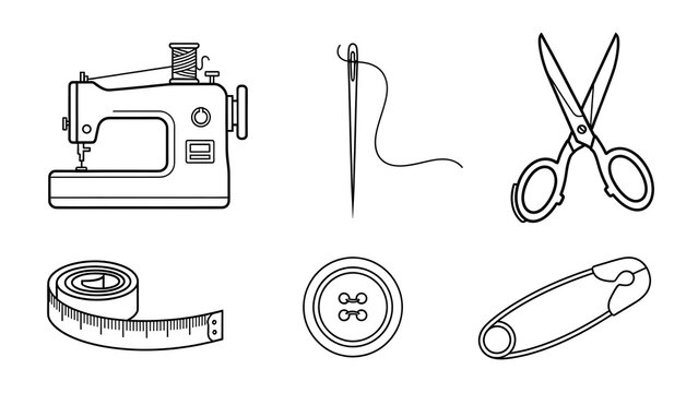 Sewing tools and accessories isolated on white background
