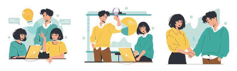 Collaborative Office Activities Concept Vector Illustration