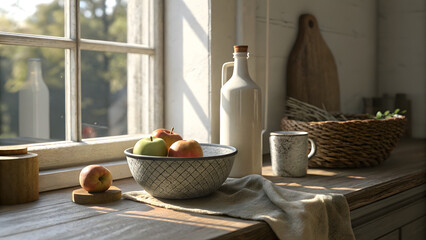still life with wine and fruits
