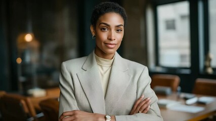 Female attorney standing confidently at the head of a boardroom table, presenting case evidence to clients — an empowering visual that celebrates leadership, gender diversity, and authority in - Powered by Adobe