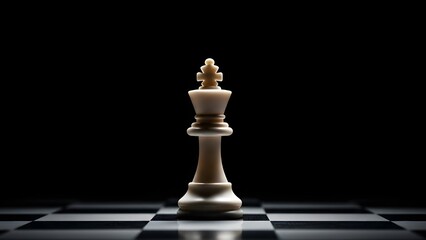 Luxury Minimal Chess King Isolated In Black Space Representing Strategic Leadership Authority Success And Vision