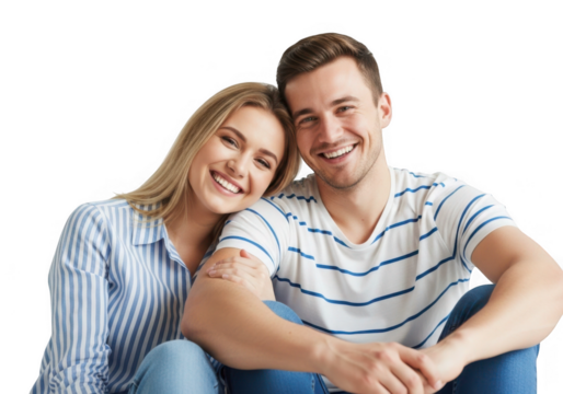 Happy young couple smiling affectionately together isolated on transparent background - Powered by Adobe