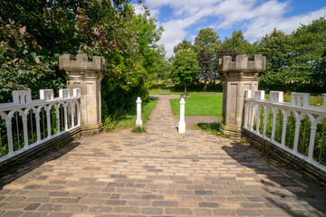 The Eglinton Tournament Bridge is a bridge located within Eglinton Country Park near Kilwinning, North Ayrshire, Scotland. UK. The bridge crosses the Lugton Water northwest of Eglinton Castle. 