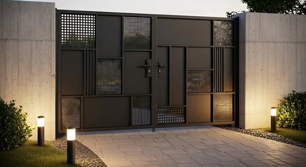 Empty luxury hotel entrance hall with glass door and nobody in the light open corridor