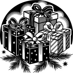  Christmas Gifts Vector Illustration with Festive Wrapped Presents