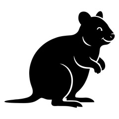 Quokka Silhouette Icon – Cheerful Minimal Black Vector on Transparent Background