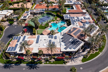 Pool and Tennis Pickleball Court Luxury Home Aerial