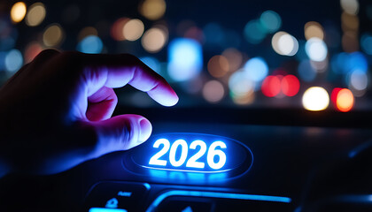 New car keys with glowing road lights in a modern digital concept