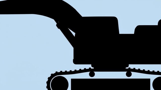 Construction Machinery Excavator Digging Earth Graphic Animation.