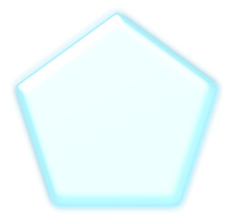 A glowing, translucent light blue pentagon shape with soft edges.