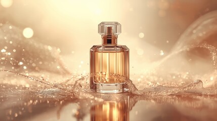 elegant crystal perfume bottle positioned at the center