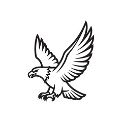 Obraz premium black and white line art eagle vector on white background 