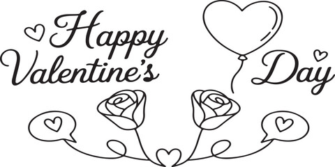 Valentine's Day Hearts, Cupid Arrows & Bow Line Art | Printable Black & White Love Illustration
