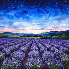 Obraz premium Blooming lavender fields provence france landscape photography natural beauty sunset view tranquility and serenity