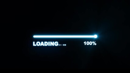 Loading bar 0-100 percent on dark grid background. Futuristic progress loading bar 0-100 percent animation. Uploading, download bar, update animation. Motion graphics, 4K video animation - Powered by Adobe