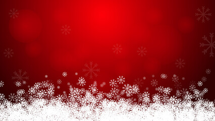 Warm red winter background with delicate white snowflakes and a soft snowy border perfect for Christmas-themed design projects