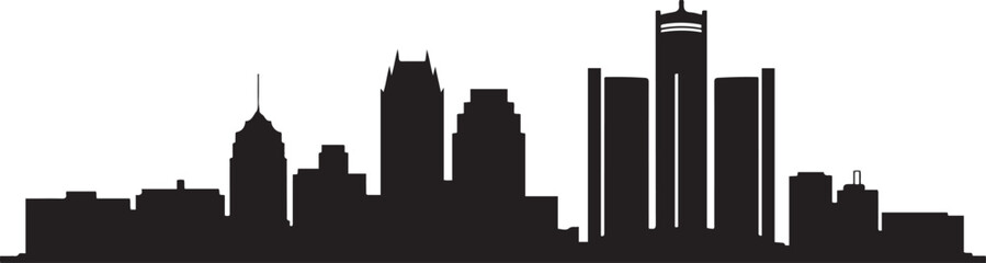 Detroit city skyline. design Vector black silhouette