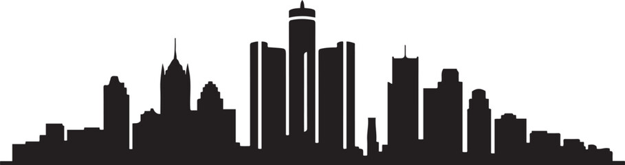 Obraz premium Detroit city skyline. design Vector black silhouette