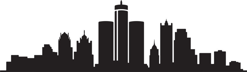 Detroit city skyline. design Vector black silhouette © Nargis