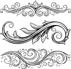Fototapeta premium Handcrafted flourish divider featuring smooth natural curves and elegant monochrome decorative line composition