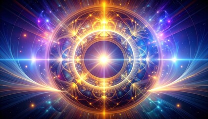 Obraz premium abstract, iris, burst, digital, circle, glowing, radiant, wave, light, background, wallpaper, template, bright, energy, motion, gradient, modern, design, pattern, pulse