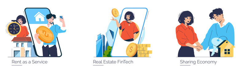 Illustration of Sharing Economy and Rent as a Service